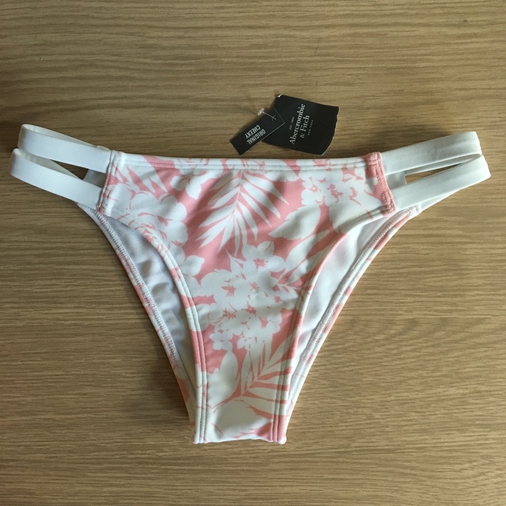 Abercrombie White/Pink Floral Bikini Bottoms XXS